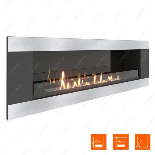 Биокамин SteelHeat LONG-H 1200 (Стекло + Стемалит)