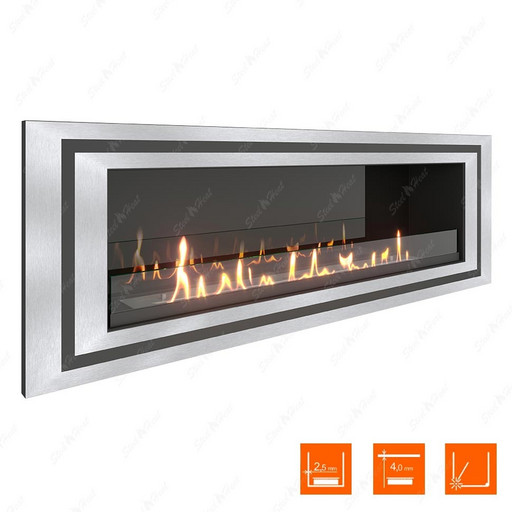 Биокамин SteelHeat LONG-D 1200 XL (Стекло + Стемалит)