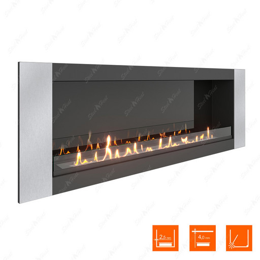 Биокамин SteelHeat LONG-V 1500 XL (Стекло + Стемалит)