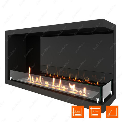 Биокамин угловой SteelHeat Leader 900 правый (Стекло + Стемалит)