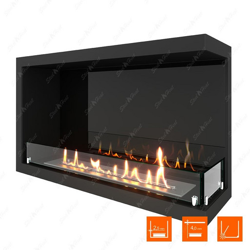 Биокамин угловой SteelHeat Leader 800 правый (Стекло + Стемалит)