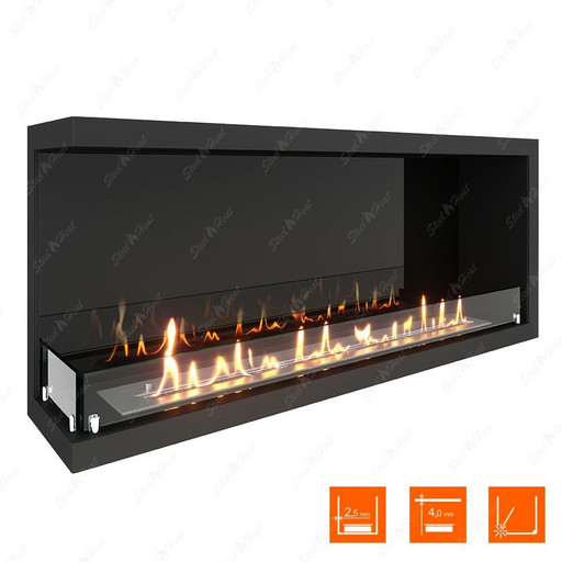 Биокамин угловой SteelHeat Leader 1100 левый (Стекло + Стемалит)