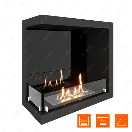 Биокамин угловой SteelHeat Leader 500 левый (Стекло + Стемалит)