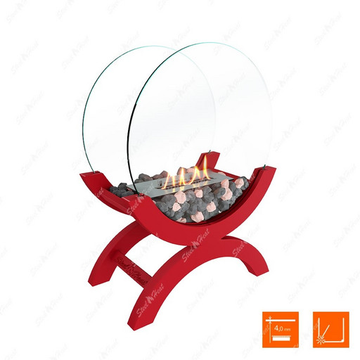 Биокамин напольный SteelHeat WOOD 400 (Красный)