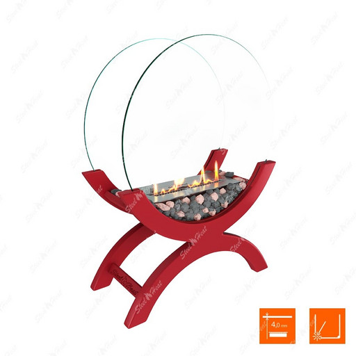 Биокамин напольный SteelHeat WOOD 600 (Красный)