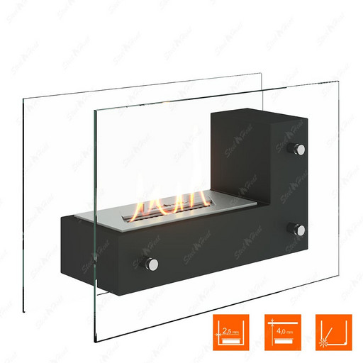 Биокамин напольный SteelHeat TETRISE 500 (Черный)