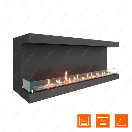 Биокамин фронтальный SteelHeat LONG 1500 (Стекло)