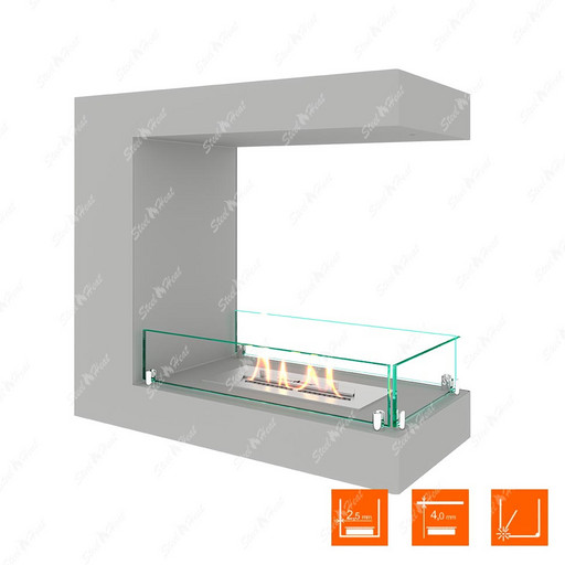 Биокамин торцевой SteelHeat LONG 600 (Белый (Стекло))