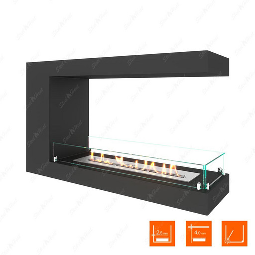 Биокамин торцевой SteelHeat LONG 900 (Стекло)