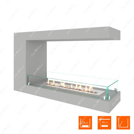 Биокамин торцевой SteelHeat LONG 900 (Белый (Стекло))