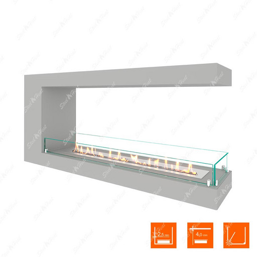 Биокамин торцевой SteelHeat LONG 1200 (Белый (Стекло))