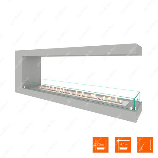 Биокамин торцевой SteelHeat LONG 1500 (Белый (Стекло))