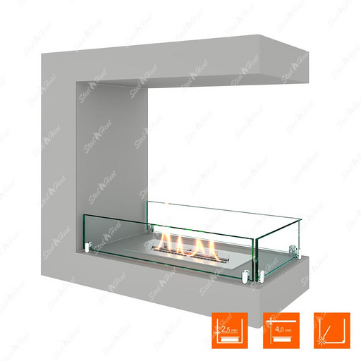 Биокамин торцевой SteelHeat ONE 600 (Белый (Стекло))