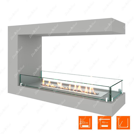 Биокамин торцевой SteelHeat ONE 900 (Белый (Стекло))