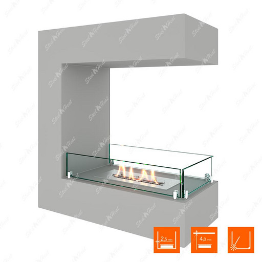 Биокамин торцевой SteelHeat GRAND 600 (Белый (Стекло))