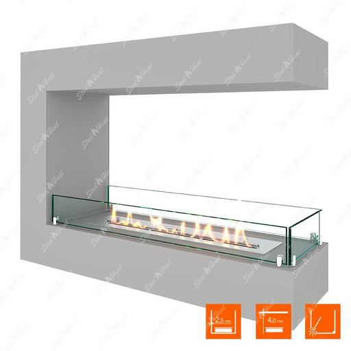 Биокамин торцевой SteelHeat GRAND 900 (Белый (Стекло))