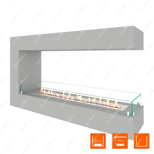 Биокамин торцевой SteelHeat GRAND 1200 (Белый (Стекло))