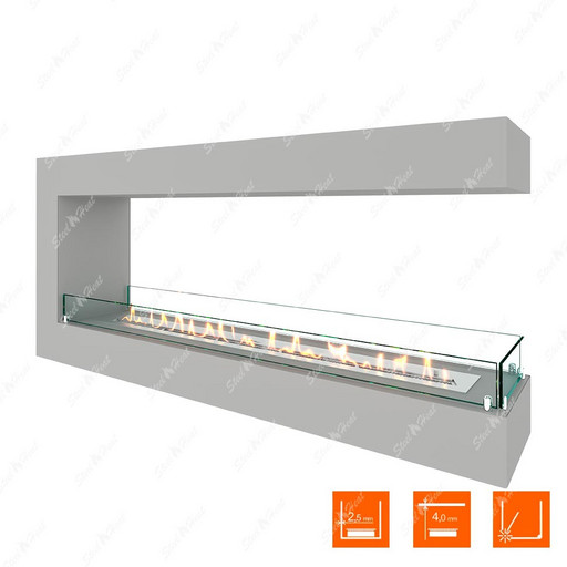 Биокамин торцевой SteelHeat GRAND 1500 (Белый (Стекло))