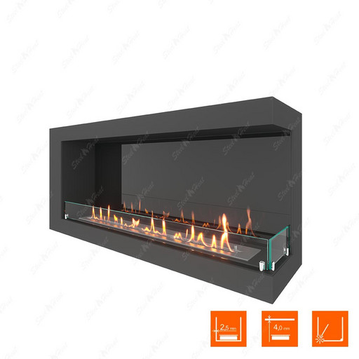 Биокамин угловой SteelHeat ONE 1200 правый (Стекло + Стемалит)