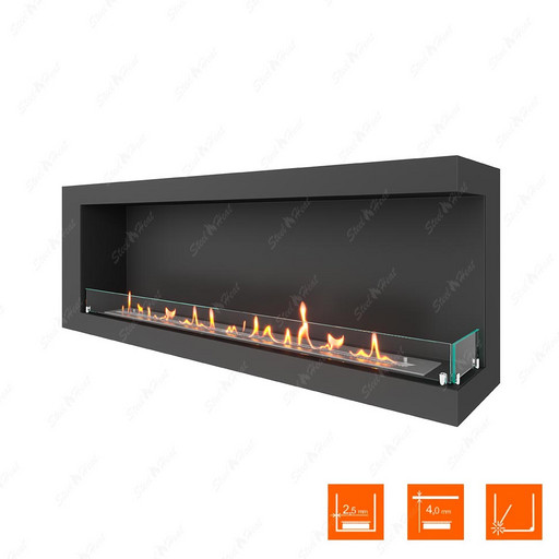 Биокамин угловой SteelHeat ONE 1500 правый (Стекло)