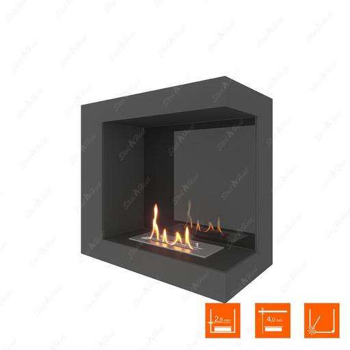 Биокамин угловой SteelHeat ONE 600 правый (Стемалит)