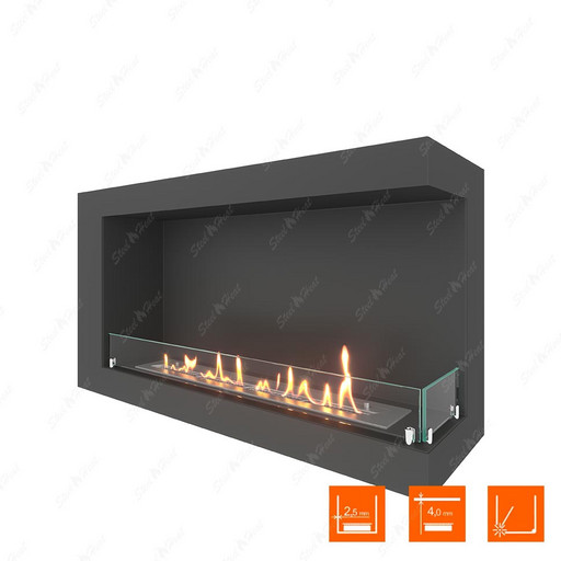 Биокамин угловой SteelHeat ONE 900 правый (Стекло)