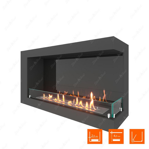 Биокамин угловой SteelHeat ONE 900 правый (Стекло + Стемалит)