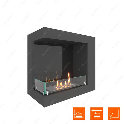 Биокамин угловой SteelHeat ONE 600 левый (Стекло + Стемалит)