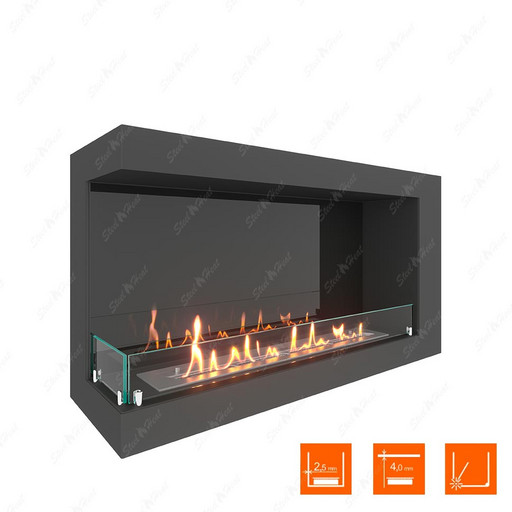 Биокамин угловой SteelHeat ONE 900 левый (Стекло + Стемалит)