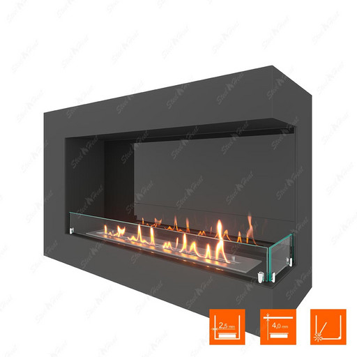 Биокамин угловой SteelHeat GRAND 900 правый (Стекло + Стемалит)