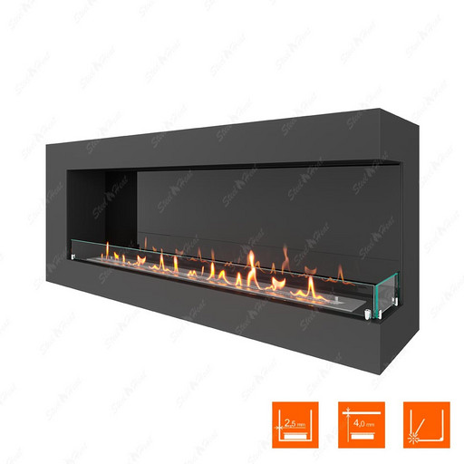 Биокамин угловой SteelHeat GRAND 1500 правый (Стекло + Стемалит)