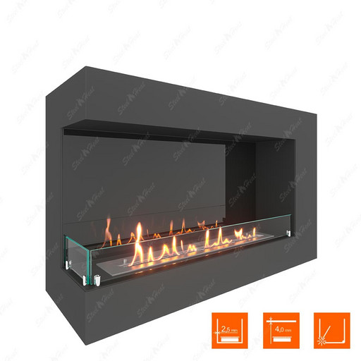 Биокамин угловой SteelHeat GRAND 900 левый (Стекло + Стемалит)