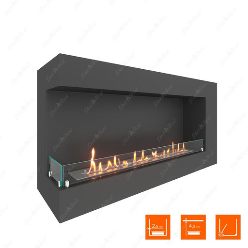 Биокамин угловой SteelHeat GRAND 1200 левый (Стекло)