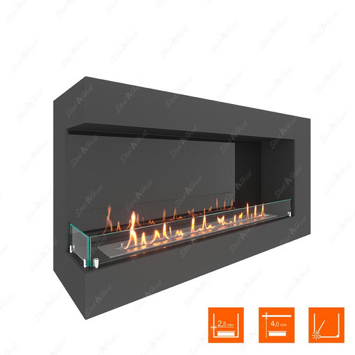 Биокамин угловой SteelHeat GRAND 1200 левый (Стекло + Стемалит)