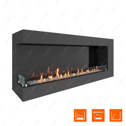 Биокамин угловой SteelHeat GRAND 1500 левый (Стекло + Стемалит)