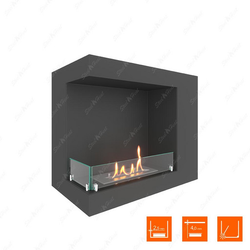 Биокамин угловой SteelHeat LONG 600 левый (Стекло)