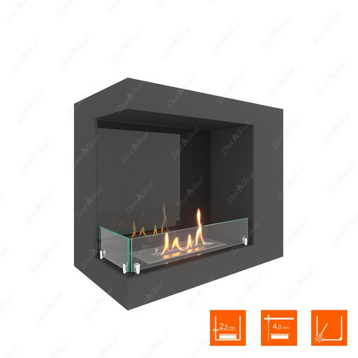 Биокамин угловой SteelHeat LONG 600 левый (Стекло + Стемалит)