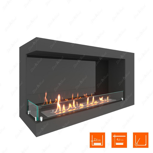 Биокамин угловой SteelHeat LONG 900 левый (Стекло + Стемалит)