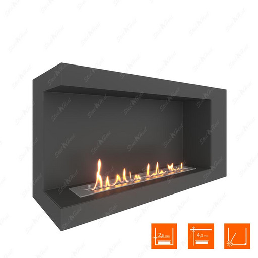 Биокамин угловой SteelHeat LONG 900 левый (Стандарт)