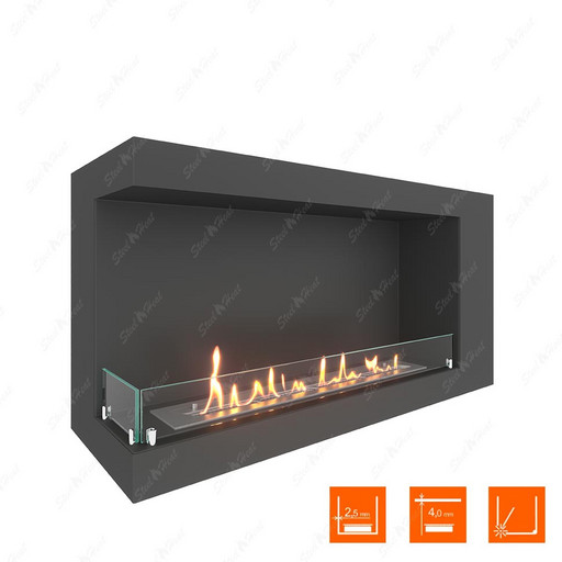 Биокамин угловой SteelHeat LONG 900 левый (Стекло)