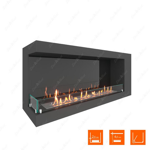 Биокамин угловой SteelHeat LONG 1200 левый (Стекло + Стемалит)