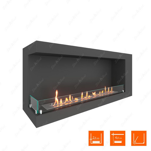 Биокамин угловой SteelHeat LONG 1200 левый (Стекло)