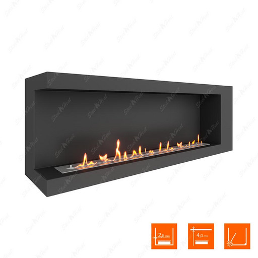 Биокамин угловой SteelHeat LONG 1500 левый (Стандарт)