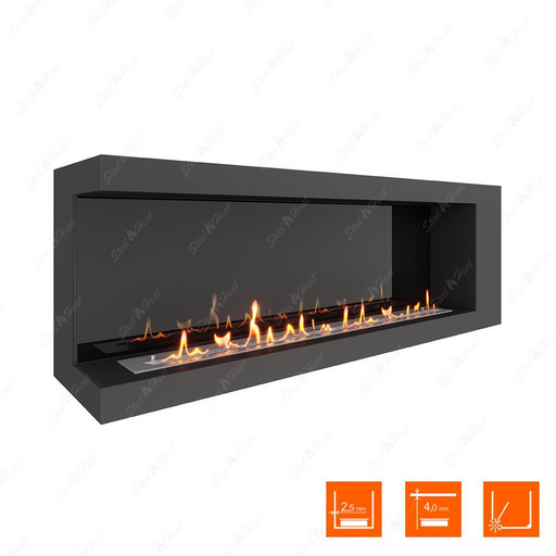 Биокамин угловой SteelHeat LONG 1500 левый (Стемалит)