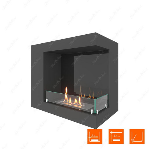 Биокамин угловой SteelHeat LONG 600 правый (Стекло + Стемалит)