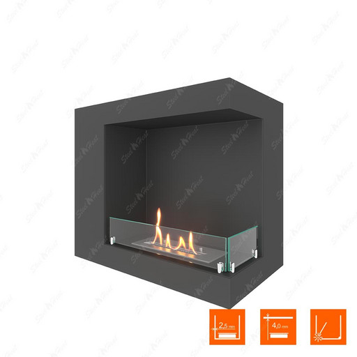 Биокамин угловой SteelHeat LONG 600 правый (Стекло)