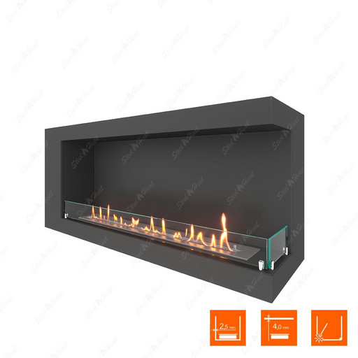 Биокамин угловой SteelHeat LONG 1200 правый (Стекло)