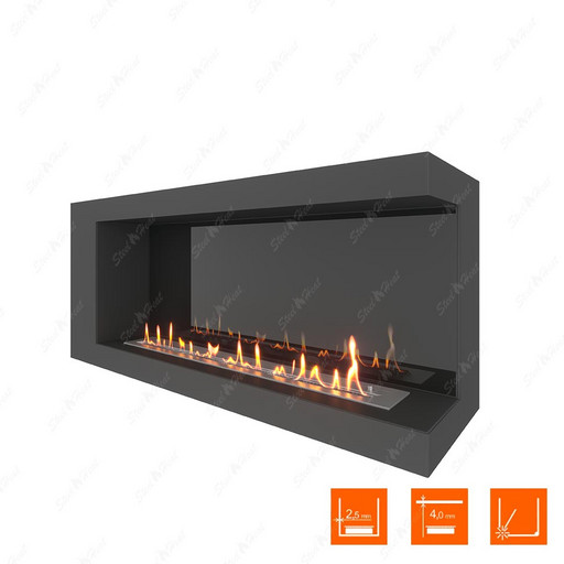 Биокамин угловой SteelHeat LONG 1200 правый (Стемалит)