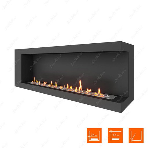 Биокамин угловой SteelHeat LONG 1500 правый (Стандарт)