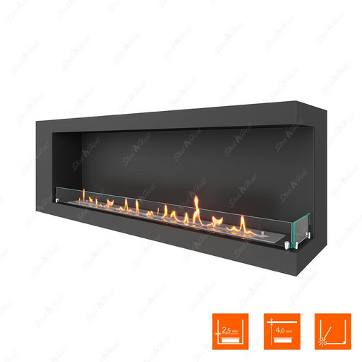 Биокамин угловой SteelHeat LONG 1500 правый (Стекло)